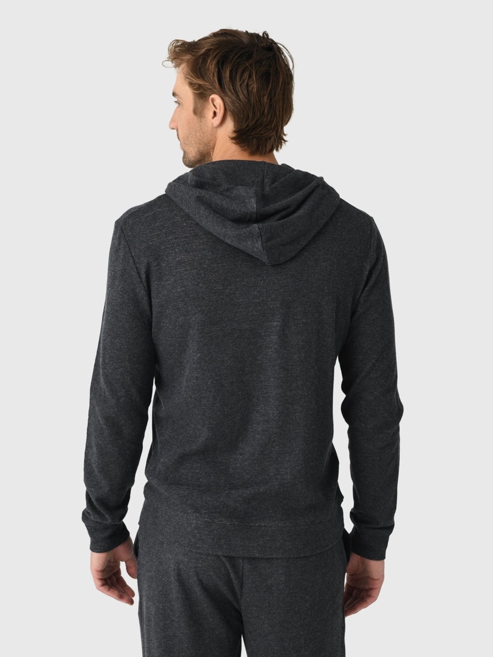 Faherty | Aspen Lounge Cashmere Blend Hoodie | Coal Smoke Melange | Large - Picture 2 of 6